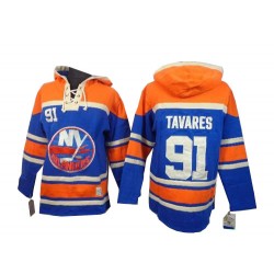 Premier Old Time Hockey Adult John Tavares Sawyer Hooded Sweatshirt Jersey - NHL 91 New York Islanders