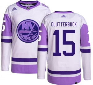 Authentic Adidas Adult Cal Clutterbuck Hockey Fights Cancer Jersey - NHL New York Islanders