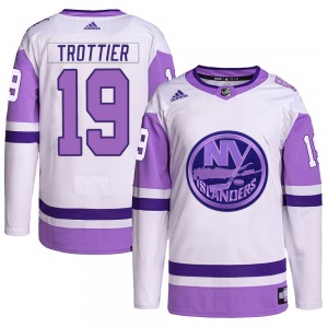 Authentic Adidas Adult Bryan Trottier White/Purple Hockey Fights Cancer Primegreen Jersey - NHL New York Islanders