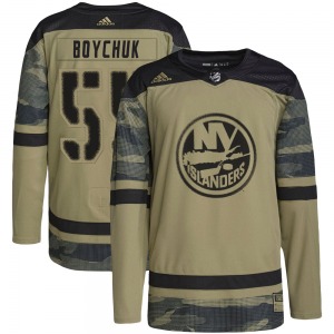 Authentic Adidas Youth Johnny Boychuk Camo Military Appreciation Practice Jersey - NHL New York Islanders