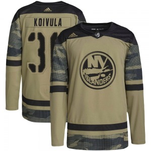 Authentic Adidas Youth Otto Koivula Camo Military Appreciation Practice Jersey - NHL New York Islanders