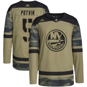 Authentic Adidas Youth Denis Potvin Camo Military Appreciation Practice Jersey - NHL New York Islanders