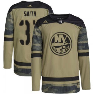 Authentic Adidas Youth Billy Smith Camo Military Appreciation Practice Jersey - NHL New York Islanders