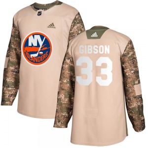 Authentic Adidas Youth Christopher Gibson Camo ized Veterans Day Practice Jersey - NHL New York Islanders