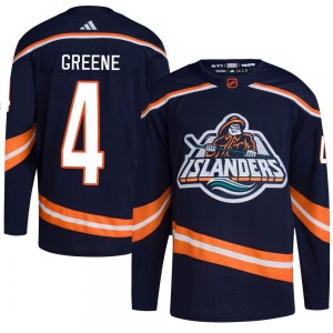 Authentic Adidas Adult Andy Greene Green Navy Reverse Retro 2.0 Jersey - NHL New York Islanders