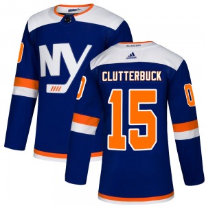Authentic Adidas Youth Cal Clutterbuck Blue Alternate Jersey - NHL New York Islanders