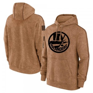 Youth Brown 2023 Salute to Service Club Pullover Hoodie - NHL New York Islanders
