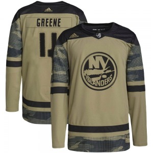 Authentic Adidas Adult Andy Greene Green Camo Military Appreciation Practice Jersey - NHL New York Islanders