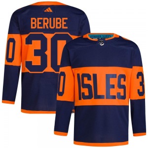 Authentic Adidas Adult Jean-Francois Berube Navy 2024 Stadium Series Primegreen Jersey - NHL New York Islanders