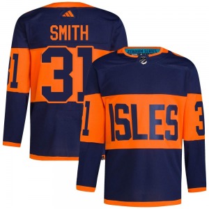 Authentic Adidas Adult Billy Smith Navy 2024 Stadium Series Primegreen Jersey - NHL New York Islanders