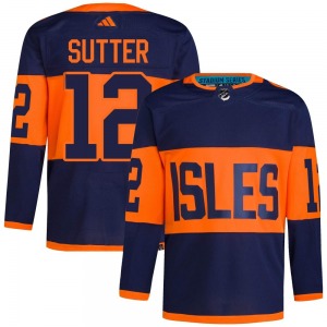 Authentic Adidas Adult Duane Sutter Navy 2024 Stadium Series Primegreen Jersey - NHL New York Islanders