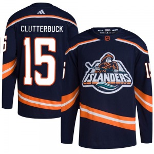 Authentic Adidas Youth Cal Clutterbuck Navy Reverse Retro 2.0 Jersey - NHL New York Islanders