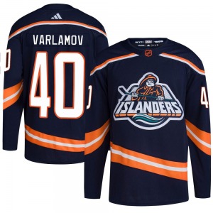 Authentic Adidas Youth Semyon Varlamov Navy Reverse Retro 2.0 Jersey - NHL New York Islanders