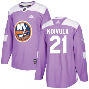 Authentic Adidas Youth Otto Koivula Purple Fights Cancer Practice Jersey - NHL New York Islanders