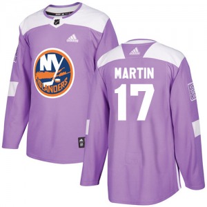 Authentic Adidas Youth Matt Martin Purple Fights Cancer Practice Jersey - NHL New York Islanders