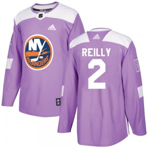 Authentic Adidas Youth Mike Reilly Purple Fights Cancer Practice Jersey - NHL New York Islanders