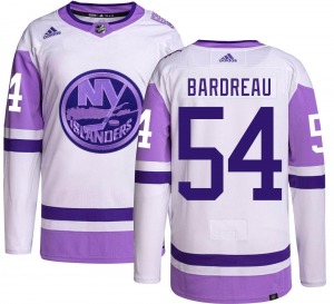 Authentic Adidas Youth Cole Bardreau Hockey Fights Cancer Jersey - NHL New York Islanders