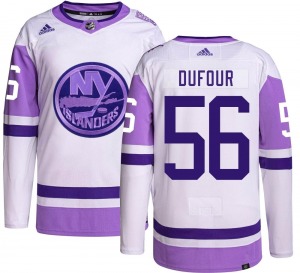 Authentic Adidas Youth William Dufour Hockey Fights Cancer Jersey - NHL New York Islanders