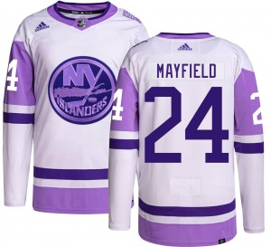 Authentic Adidas Youth Scott Mayfield Hockey Fights Cancer Jersey - NHL New York Islanders
