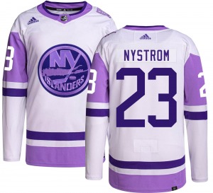 Authentic Adidas Youth Bob Nystrom Hockey Fights Cancer Jersey - NHL New York Islanders