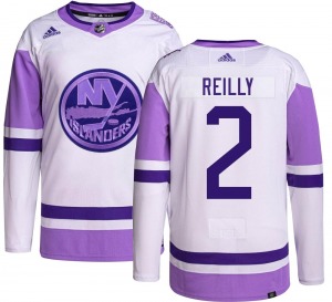 Authentic Adidas Youth Mike Reilly Hockey Fights Cancer Jersey - NHL New York Islanders
