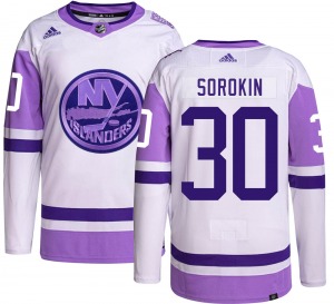 Authentic Adidas Youth Ilya Sorokin Hockey Fights Cancer Jersey - NHL New York Islanders
