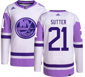 Authentic Adidas Youth Brent Sutter Hockey Fights Cancer Jersey - NHL New York Islanders