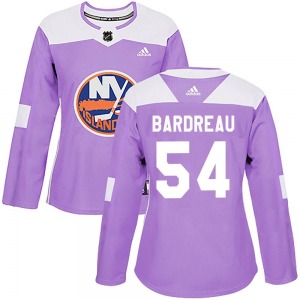 Authentic Adidas Women's Cole Bardreau Purple Fights Cancer Practice Jersey - NHL New York Islanders