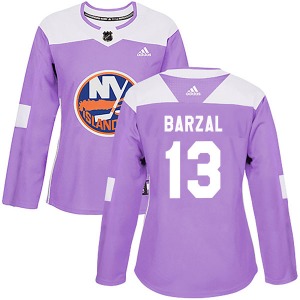 Authentic Adidas Women's Mathew Barzal Purple Fights Cancer Practice Jersey - NHL New York Islanders