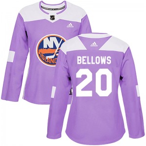 Authentic Adidas Women's Kieffer Bellows Purple Fights Cancer Practice Jersey - NHL New York Islanders