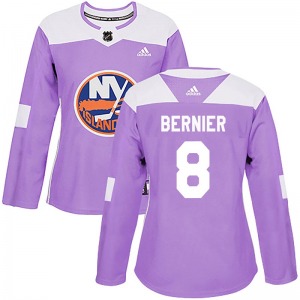 Authentic Adidas Women's Steve Bernier Purple Fights Cancer Practice Jersey - NHL New York Islanders