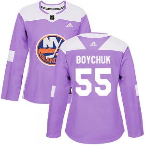 Authentic Adidas Women's Johnny Boychuk Purple Fights Cancer Practice Jersey - NHL New York Islanders