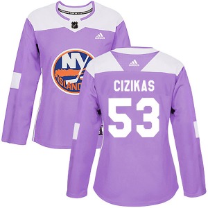 Authentic Adidas Women's Casey Cizikas Purple Fights Cancer Practice Jersey - NHL New York Islanders