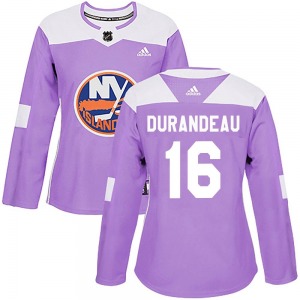Authentic Adidas Women's Arnaud Durandeau Purple Fights Cancer Practice Jersey - NHL New York Islanders