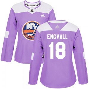 Authentic Adidas Women's Pierre Engvall Purple Fights Cancer Practice Jersey - NHL New York Islanders
