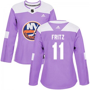 Authentic Adidas Women's Tanner Fritz Purple Fights Cancer Practice Jersey - NHL New York Islanders