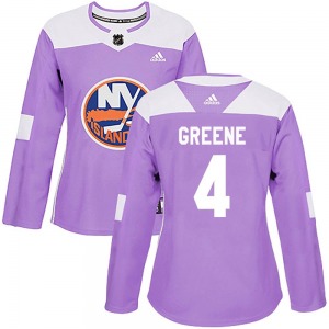 Authentic Adidas Women's Andy Greene Purple Fights Cancer Practice Jersey - NHL New York Islanders
