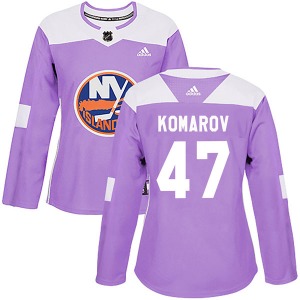 Authentic Adidas Women's Leo Komarov Purple Fights Cancer Practice Jersey - NHL New York Islanders