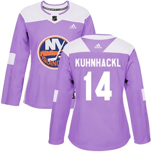 Authentic Adidas Women's Tom Kuhnhackl Purple Fights Cancer Practice Jersey - NHL New York Islanders