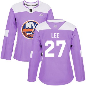 Authentic Adidas Women's Anders Lee Purple Fights Cancer Practice Jersey - NHL New York Islanders