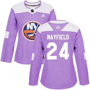 Authentic Adidas Women's Scott Mayfield Purple Fights Cancer Practice Jersey - NHL New York Islanders