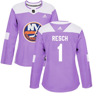 Authentic Adidas Women's Glenn Resch Purple Fights Cancer Practice Jersey - NHL New York Islanders