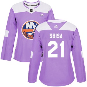 Authentic Adidas Women's Luca Sbisa Purple Fights Cancer Practice Jersey - NHL New York Islanders