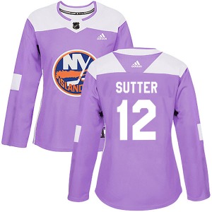 Authentic Adidas Women's Duane Sutter Purple Fights Cancer Practice Jersey - NHL New York Islanders
