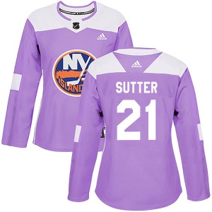 Authentic Adidas Women's Brent Sutter Purple Fights Cancer Practice Jersey - NHL New York Islanders