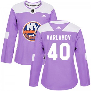 Authentic Adidas Women's Semyon Varlamov Purple Fights Cancer Practice Jersey - NHL New York Islanders