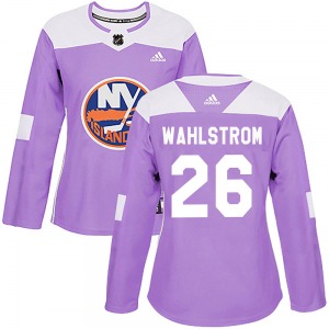 Authentic Adidas Women's Oliver Wahlstrom Purple Fights Cancer Practice Jersey - NHL New York Islanders