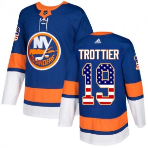 Authentic Adidas Youth Bryan Trottier Royal Blue USA Flag Fashion Jersey - NHL New York Islanders