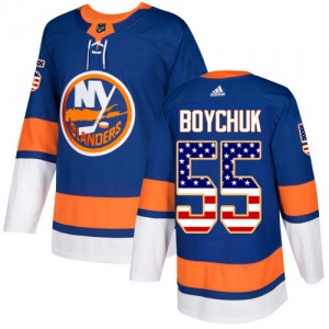 Authentic Adidas Youth Johnny Boychuk Royal Blue USA Flag Fashion Jersey - NHL New York Islanders