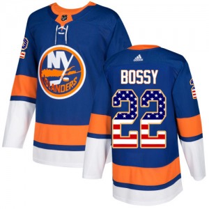 Authentic Adidas Youth Mike Bossy Royal Blue USA Flag Fashion Jersey - NHL New York Islanders